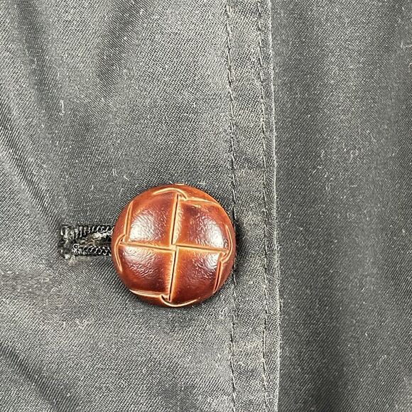 Talbots Womens Coat Jacket Sz S Black Vintage Faux Fur Hood Cool Weather Buttons - Picture 6 of 12